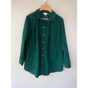 J Jill Womens Size 1X Button Down Corduroy Shirt Tunic